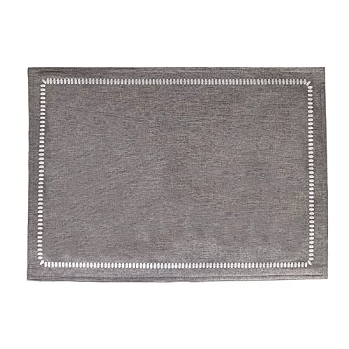 Placemats Set Of 6 For Dining Table, Cloth Placemats With Embroidery, Table Mats For Dining Table 12"X18" (Gray, 6 Pcs) #TOP3