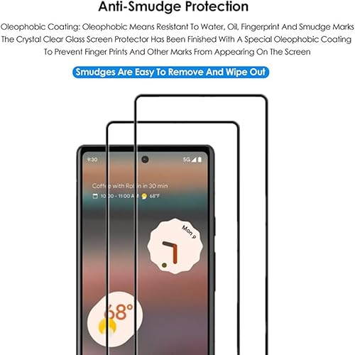 Miniatura 4 de VIESUP Paquete de 2 películas protectoras de vidrio templado con pantalla de seda negra de cobertura completa antiarañazos y fácil instalación para