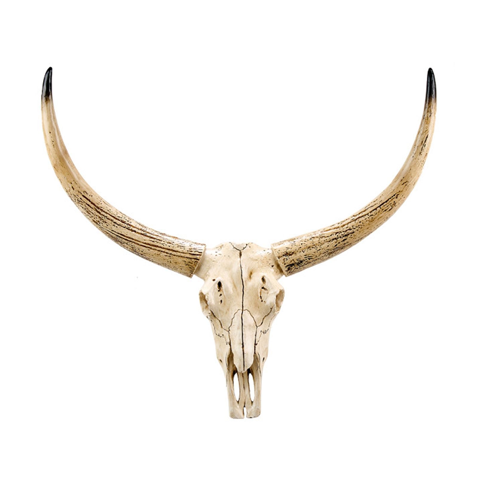Cow Skull Wall Decor, Long Horn Cow Skull Wall Hanging Decor,Wall Hanging Faux Longhorn Skull,Faux Taxidermy Animal Head Handmade Wall Decor Home Sculpture,Faux Bull(Size:68x60cm,Color:C1-black)