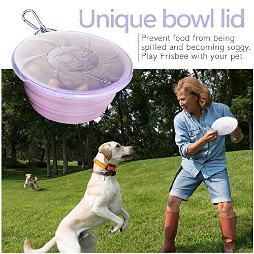 Collapsible Dog Bowls - Portable Travel Dog Bowls With Lids & Carabiners, 2 Pack Silicone Feeding Watering Pet Bowls For Dogs Cats, 450Ml/15Oz Collapsable Doggy Bowl For Walking Hiking #TOP1