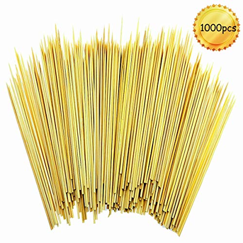 MotBach 1000 PCS Natural Bamboo Skewers (5.9 Inch/15cm) for BBQ,Kabob,Fruit,Corn,Chocolate Fountain