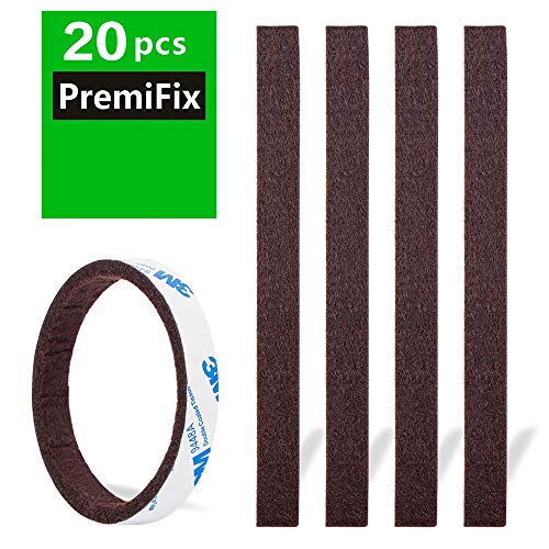 Felt Strips 20Pieces Pack 1/2"x 6" Self Adhesive Brown Furniture Felt Strips Anti