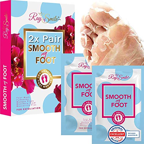 2x Paires SMOOTH MY FOOT Masque de Pied | Peeling Pieds | Testé dermatologiquement | Enlève la peau rugueuse sur les pieds | Résultats rapides | RAY OF SMILE Premium Line