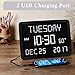 11.5” Digital Wall Clock with Date,Time,Week,Indoor Temperature,3 Alarms,5 Dimmer,2 USB Chargers,Battery Backup,Snooze,12/24H for Elderly,Parents,Impaired Vision,Dementia,Memory Loss,Office,Bedroom