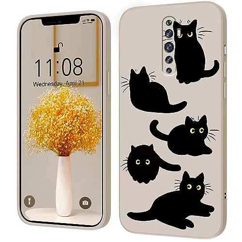 Creativo Cartone Animato Custodia Morbida in Silicone Compatibile con Oppo Reno 2Z/Reno2 Z Cover, [Pattern Gatto] Anti Fall Protettivo Case,Bianco