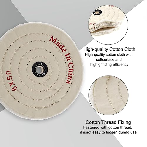2 pcs Cotton Buffing Polishing Wheel 6 inch for Bench Grinder with 1/2" Arbor Hole 50 Ply White Fine Cotton for Wood Metal Jade Jewelry Drill Polishing Kit - Image 3