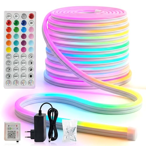 Generico Striscia LED RGB 5 Metri con Telecomando e Bluetooth, Luce Ambiente Multicolore