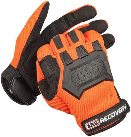 ARB Premium Recovery Winch Offroad Work Gloves Unisex, Cut and Impact Resistant, Hi-Vis Orange, All Purpose, Touch Screen Compatible, Adjustable Wrist Strap, Tactile Padded Palms, One Size Fits Most