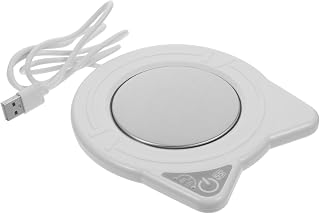 Cabilock 1Set USB Heating Coaster Cup Warmer Portable Mug Warmer for Tea and Scented Beverages for Office Home Travel White Automatic Temperature Control