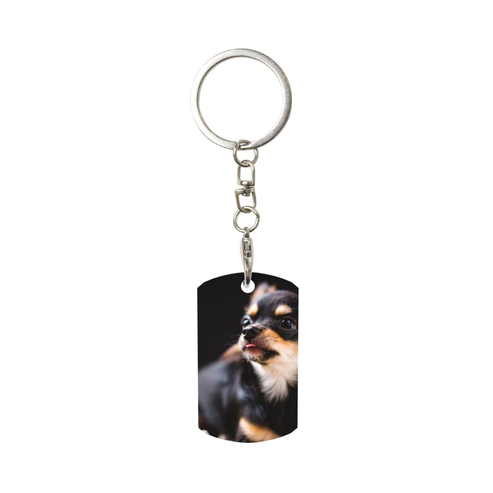 Inomak Unisex As Picture Chihuahua Dog Cute, Rectangular Metal Keychain, Metal Keychains Keyring Key Chain Ring Holder Organizer 1 Pc