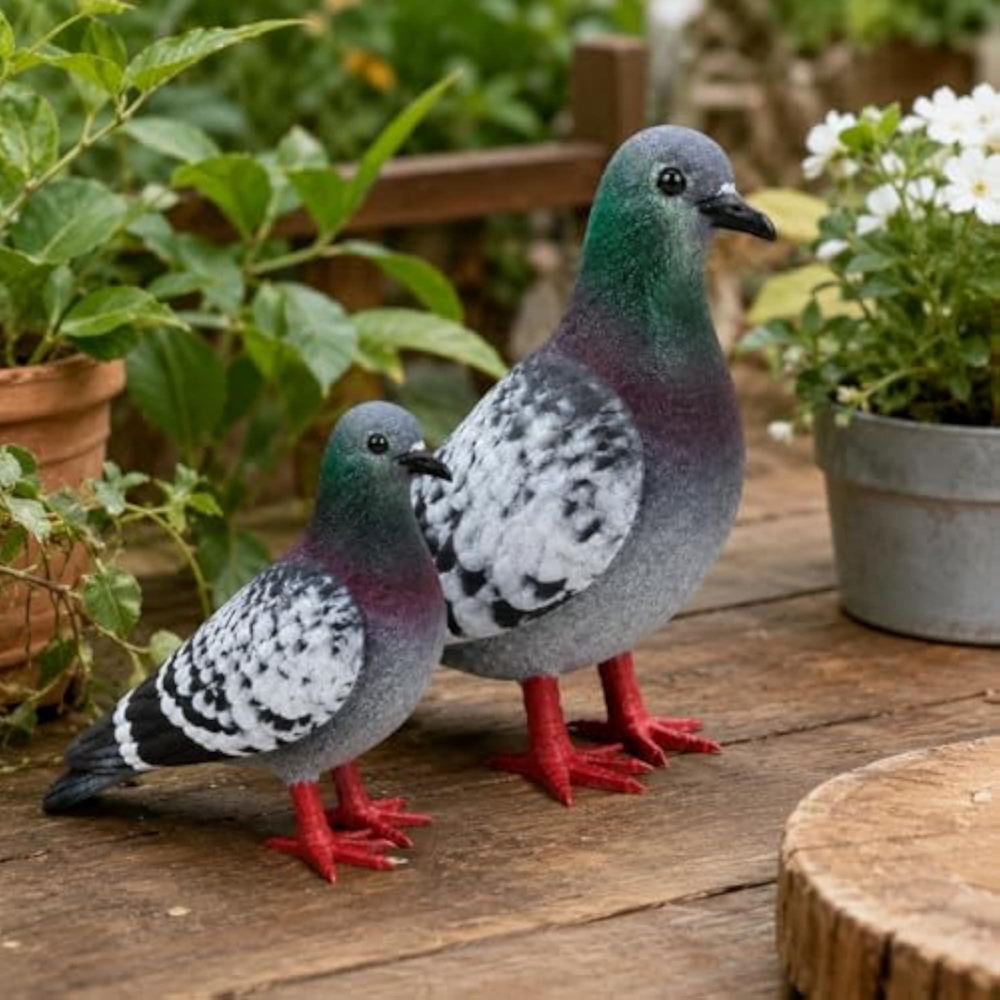 2 Pcs Foam Pigeon Figurines for Garden Decor