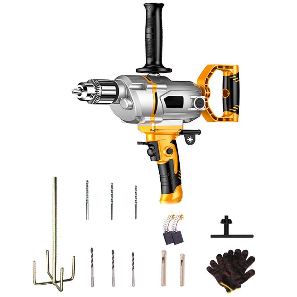 Mezclador de Cemento portátil, Mezclador de hormigón eléctrico portátil de 1200 W, Herramienta de Anillo de Paleta para Cemento, Yeso, lechada, Pintura, mortero Fino, Velocidad Ajustable