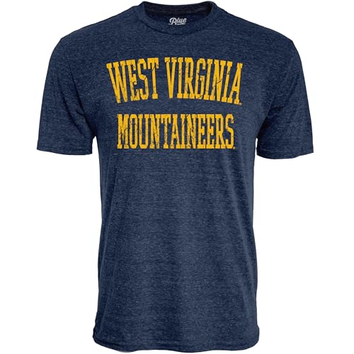 Blue 84 Men's West Virginia Mountaineers T Shirt Tri-Blend Team Color, West Virginia Mountaineers Navy, Large