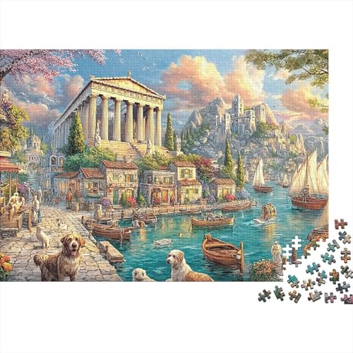 Juego de rompecabezas de 1000 piezas temático para adultos: arte de puerto antiguo en 38x26cm
