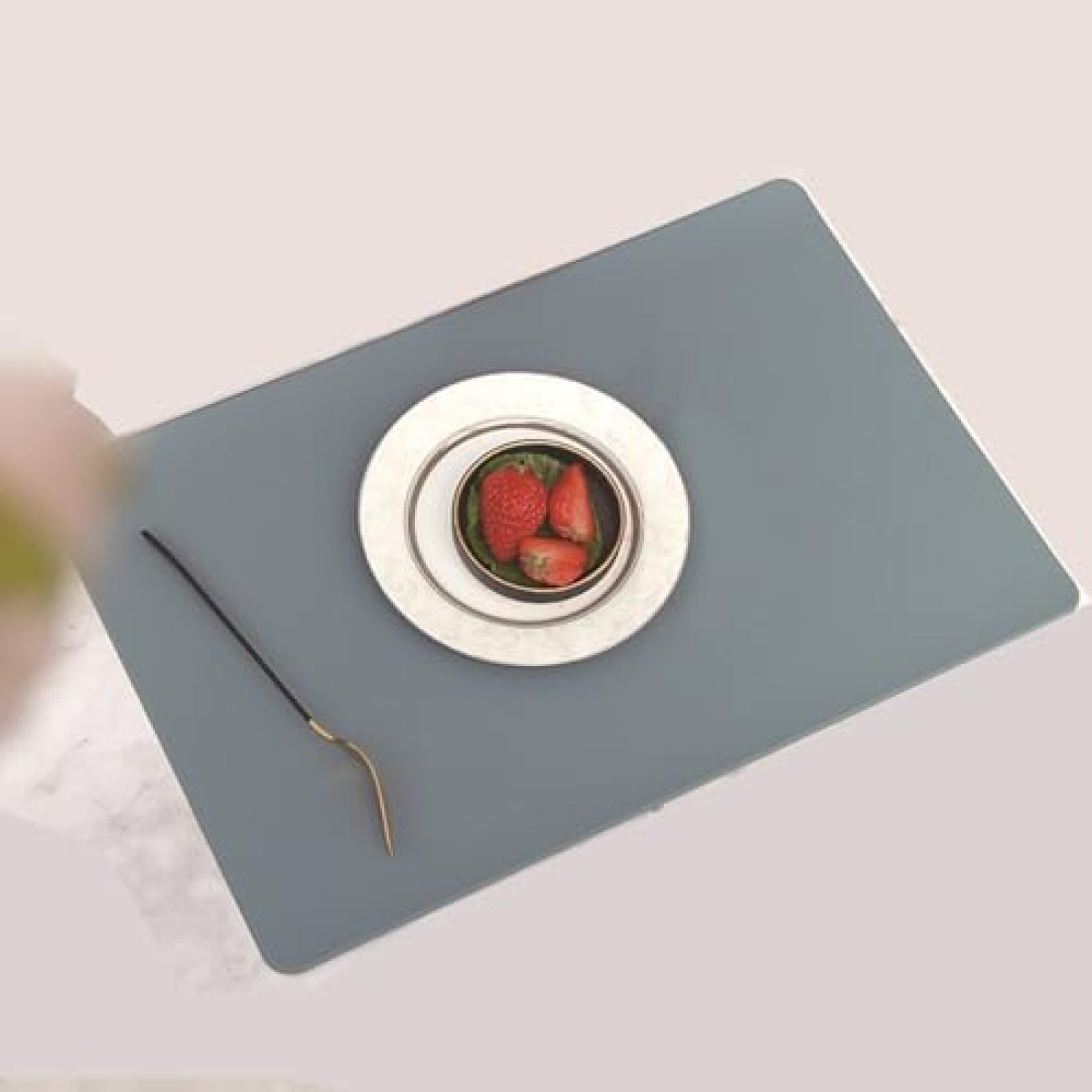 Set de table pour salle à manger lot de 4 en cuir lavable noir gris