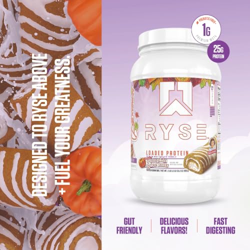 Image of RYSE Loaded Protein Powder - Little Debbie Pumpkin Spice Rolls - 25g Whey Protein Isolate & Concentrate with Prebiotic Fiber & MCTs - Low Carb, Low Sugar, Digestive-Friendly - 27 Servings / 2 lb Tub