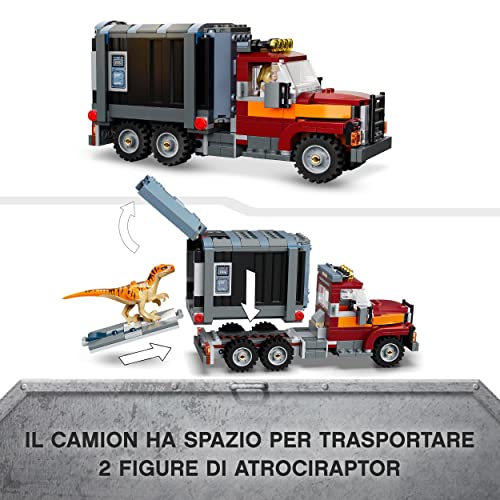 Jurassic World La Fuga del T. rex e dell’Atrociraptor, Dinosauri Giocattolo, Camion e 4 Minifigure, Idea Regalo per Bambini da 8 Anni Ispirato al Film 2022 76948 - Lego - Immagine 4