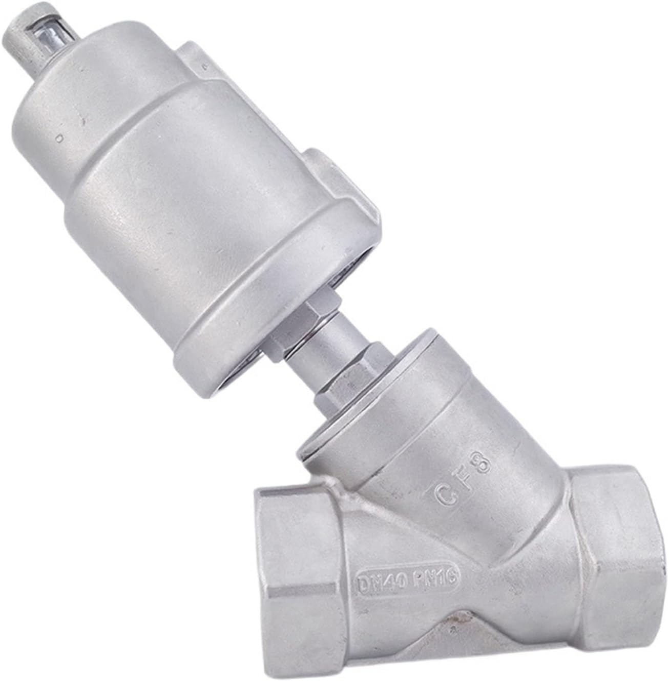 1pc control angle valve stainless steel actuator DN40 1 1/2 inch normally close open double acting steam valve(Double acting N.C,Stainless head)