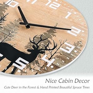 NIKKY HOME Cabin Wood Deer Elk Wall Clock Silent Non Ticking - 12 Inch Battery Operated Rustic Farmhouse Forest Wildlife Mountain Lodge Decor Art NIKKY HOME Cabin Wood Deer Elk Wall Clock Silent Non Ticking 12 Inch Battery Operated Rustic Farmhouse Forest Wildlife Mountain Lodge Decor Art