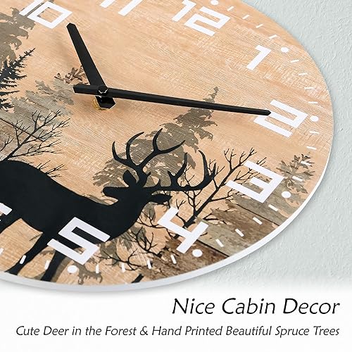 NIKKY-HOME-Cabin-Wood-Deer-Elk-Wall-Clock-Silent-Non-Ticking-12-Inch-Battery-Operated-Rustic-Farmhouse-Forest-Wildlife-Mountain-Lodge-Decor-Art NIKKY HOME Cabin Wood Deer Elk Wall Clock Silent Non Ticking 12 Inch Battery Operated Rustic Farmhouse Forest Wildlife Mountain Lodge Decor Art