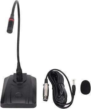 Cyrank Gooseneck Microphone, Desktop Gooseneck Wired Microphone System Table Mounted Corded Voice Condenser Mic Gaming Microphone Desktop Podcast Microphone 6.35mm Wired Microphone 6.35mm