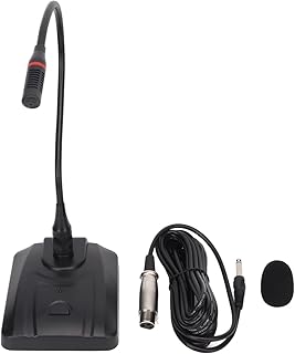 Gooseneck Condenser Microphone, 6.35mm Wired Desktop Audio Mic for Conference, Podium and Paging