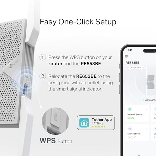 undefined TP-Link BE10000 Wi-Fi 7 Range Extender RE653BE | 10 Gbps Tri-Band Wireless Repeater | 2.5 Gbps Ethernet Port | Internet Signal Booster for Home | Up to 2800 sq.ft, 128 Devices | 6 GHz, MLO, EasyMesh の商品画像 5