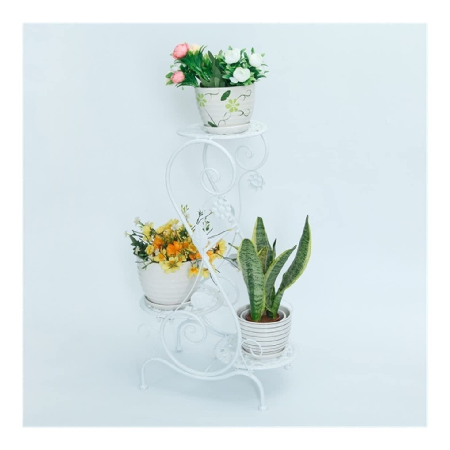 YYLMKMFC-AE Plant Stand Shelves Flower Holder Metal With 3 Indoor Shelf Outdoor Decorative Rack(White1Pcs)