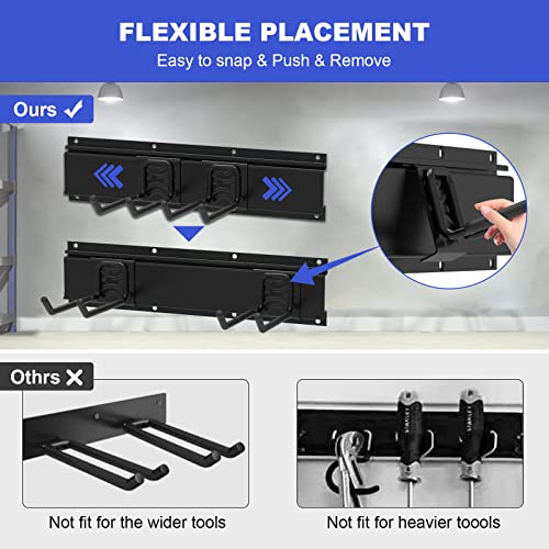 Mutilife 48 Inch Garage Tool Organizer Wall Mount,3 Rails And 8 Adjustable Storage Hooks, Yard Tool Rack, Garage Organizer Rack, Aluminum & Heavy Duty Steel For Ladders, Shovels, Stroller #TOP2
