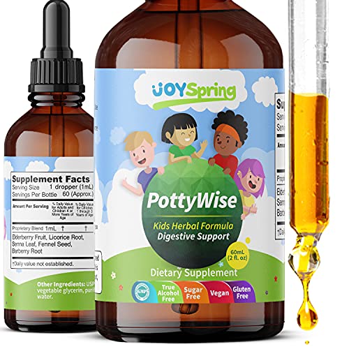 PottyWise Gas Relief & Constipation Relief for Adults & Kids - Liquid Laxatives for Constipation for Kids Potty Problems - Toddler Stool Softener - Natural Senna Plus Laxative and Stool Softener 2oz.