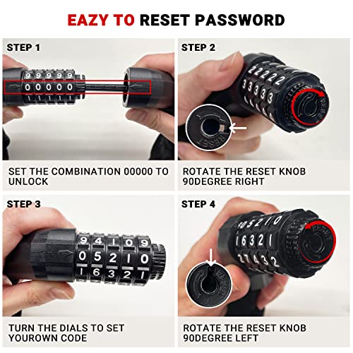 Himiway Bike Cable Lock 5 Digit Combination Heavy Duty Anti Theft Bike Locks 4 Ft 12Mm Bike Lock Cable For Outdoor Equipment Bicycle Lock High Security Cable Bicycle Locks For Road & Mountain Bike #TOP6