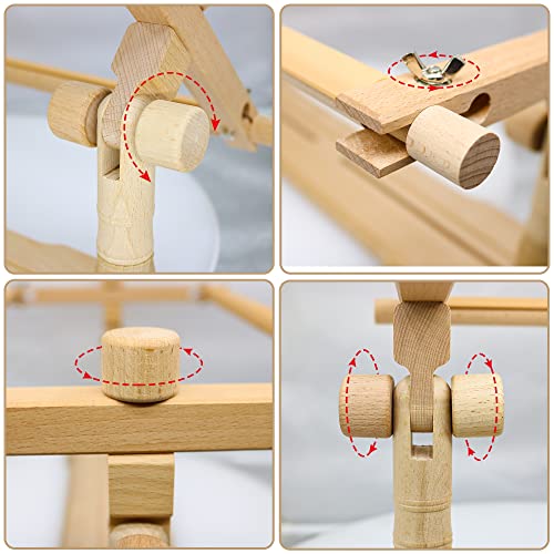 Adjustable Embroidery Stand - Guofa Embroidery Hoop Stand Beech Wood Embroidery Frame Rotated Cross Stitch Stand Embroidery Hoop Holder for Stitching Sewing Craft