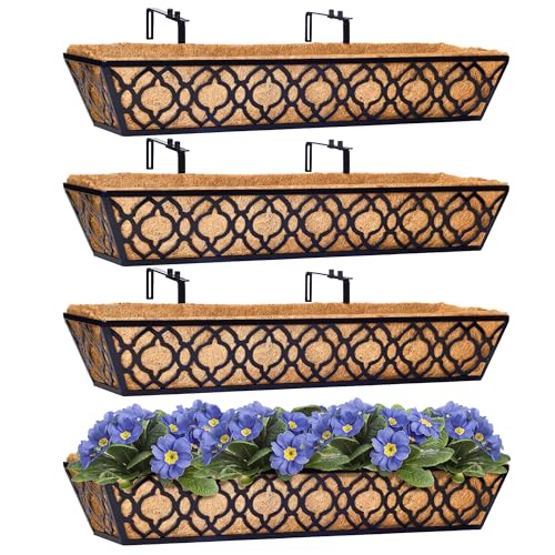 Y&M 30 inch Window Planter Box 4Pcs Iron Window Deck