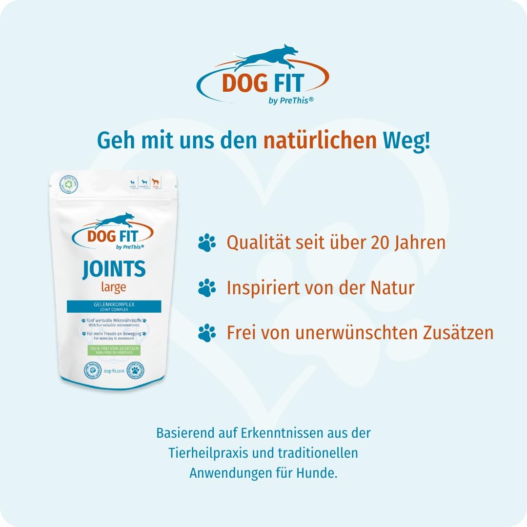 DOG FIT by PreThis® Joints für Hunde I Mit Glucosamin, MSM, Kollagen, Teufelskralle & Weihrauch I Ohne Zusätze I Large ab 25kg