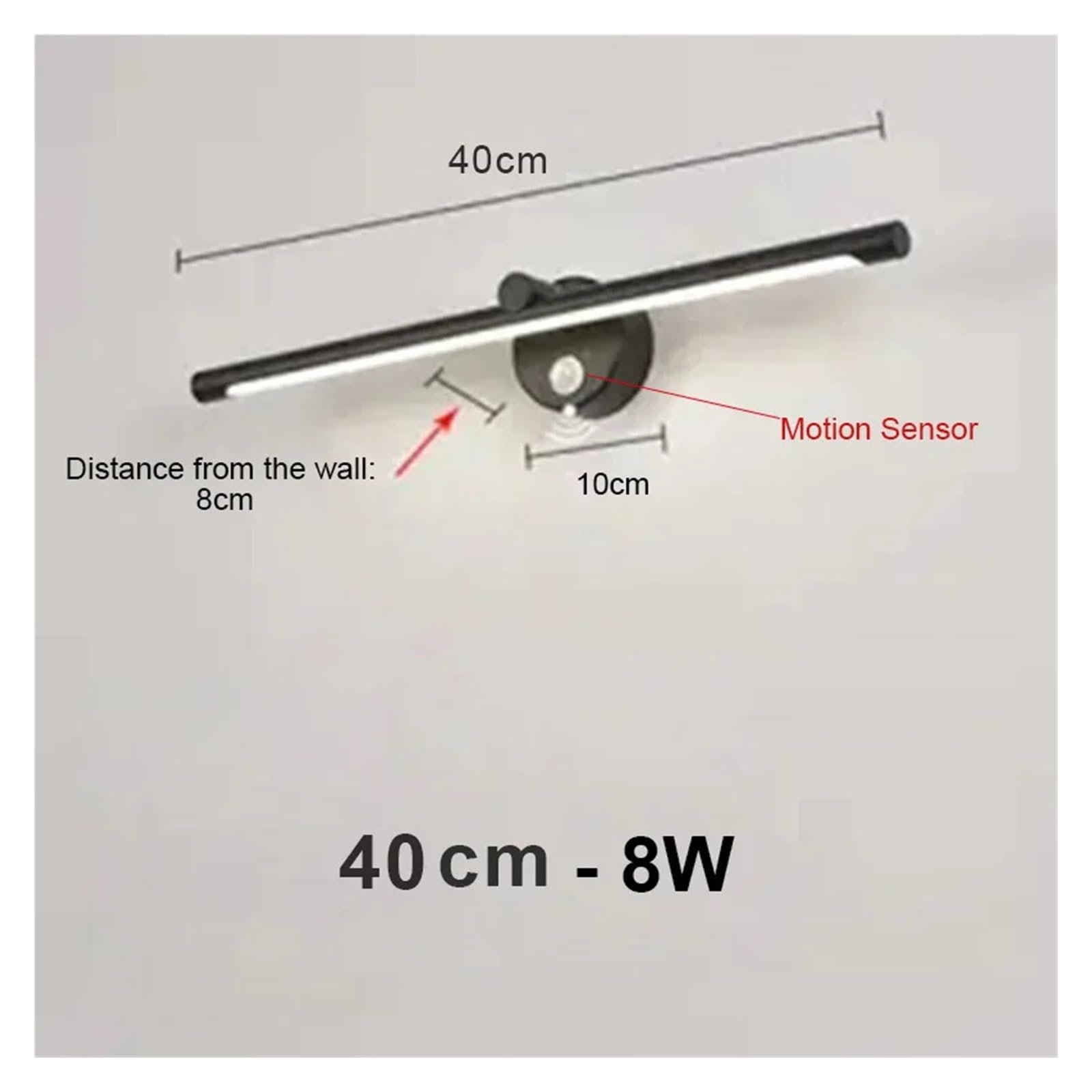 Lámpara de pared con espejo y sensor de movimiento, luz de pared moderna nórdica con interruptor táctil, iluminación interior(Cool 500-7000K,Sensor Black 40cm)
