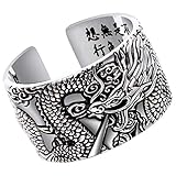 Beydodo Silber 925 Ring für Herren Einstellbar Chinesischer Drache Freundschaftsringe Ringe Männer Silber Große 65 (20.7)-71 (22.6)
