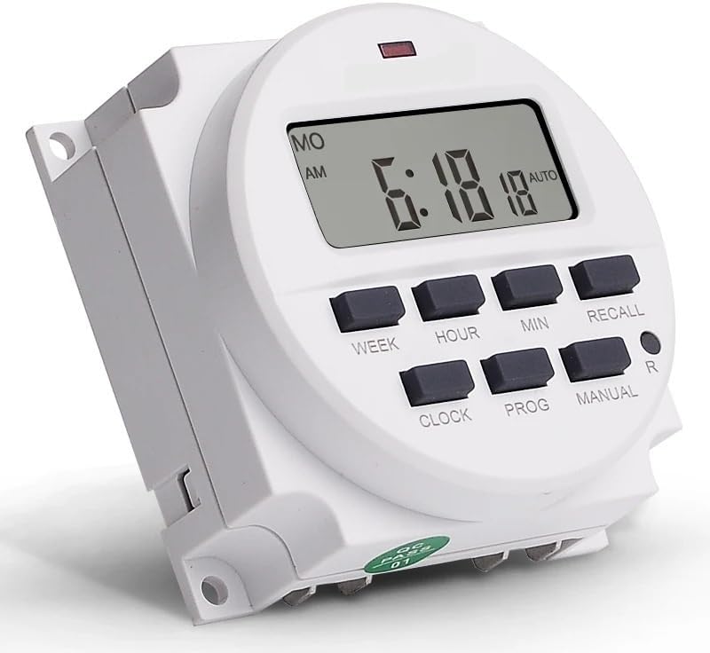 12/24 Format 12V DC Timer Switch 7 Days 24hr Programmable Time Relay Clock Controller Panel Mounted with Countdown Off Function(12V Timer)