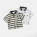 Toddler Baby Fashion Boys Polo Tee Shirt Turndown Collar Dino Printed Striped Polo Shirt Top Casual Sport Tee (White,120/4-5 Y,Unisex,Big Kid,US,Age,4 Years,5 Years)