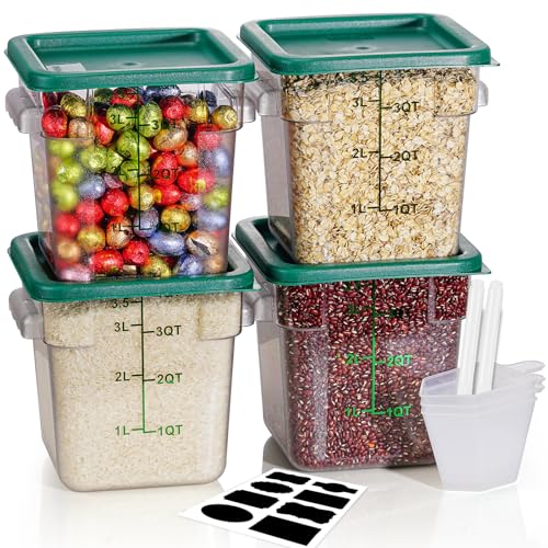 Image of 8QT Clear Food Storage Containers: 4 PCS[Food Grade][Hot&Cold Resistant] NSF Food Storage Containers with Lids for Home Restaurant Kitchen Storage Pizza Proof Dough, BPA Free N1