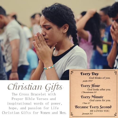 8Pcs Cross Beaded Bracelet for Women Christian Gifts Religious Cross Bracelet 8mm Natural Stone Bracelet Christian Jewelry Faith Gift2