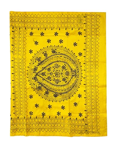 Image of SHRISTI CLOTHINGS Women's Hand Embroidered Cotton Silk Kantha Stitch Saree with Blouse Piece (SB4200924 YELLOWD97)