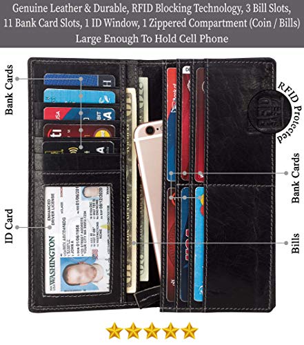 Image of RFID Blocking Mens Genuine leather Bifold Long Wallet