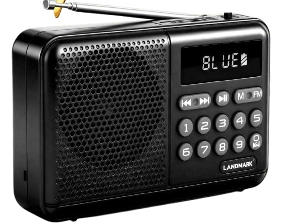 Image of Landmark Button 4 Portable FM Radio with Bluetooth, Type-C Fast Charging, 6H Battery Backup, Digital Display