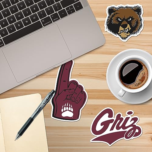 Image of University of Montana 9ct Vinyl Large Deluxe Stickers Variety Pack - Laptop, Water Bottle, Scrapbooking, Tablet, Skateboard, Indoor /Outdoor - Set of 9