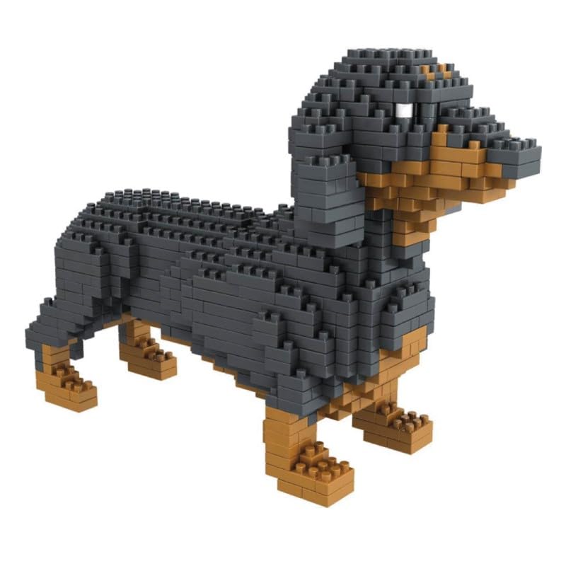 Atomic Building Wursthund oder Dackel, Figur zum Zusammenbauen mit Nanoblocks, 898 Teile