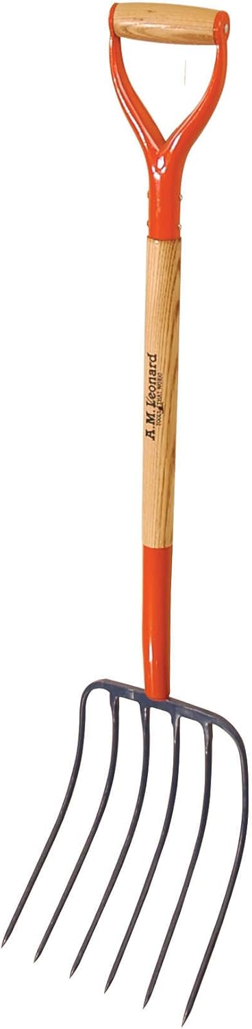 A.M. Leonard Forged 6 Tine Manure Fork, Bedding Fork, 30 Inch D Grip Ash Handle : Garden Forks : Patio, Lawn & Garden