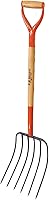 A.M. Leonard 6-Tine Forged Steel Manure Fork with 30" D-Grip Ash Handle - Durable Bedding Fork for Compost, Straw & Mulch