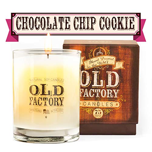 Old Factory Scented Candles - Chocolate Chip Cookie - Decorative Aromatherapy - Handmade in The USA with Only The Best Fragrance Oils - 11-Ounce Soy Candles