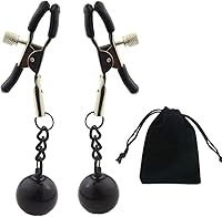 Vista 1 de Pinzas para pezón con peso de acero inoxidable con clip de cadena para pezón, bola ajustable, sin perforación, joyería para pezones para adultos