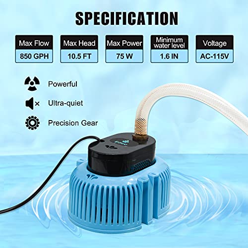 Edou Direct Submersible Pool Cover Pump | Heavy Duty | 850 Gph Max Flow | 75 W | Includes 16' Kink-Proof Drainage Hose, 2 Adapters | Pool Pump Ideal For Draining From Above Ground And Inground Pool #TOP1